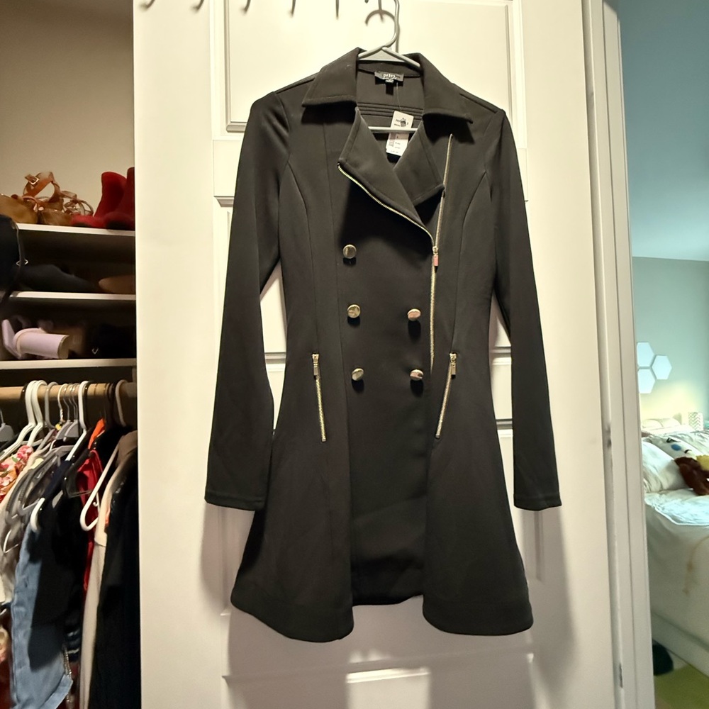 Black Double-Breasted Women's Coat